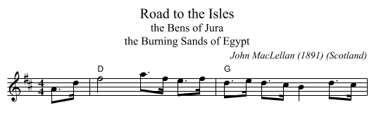 Road to the Isles - staff notation