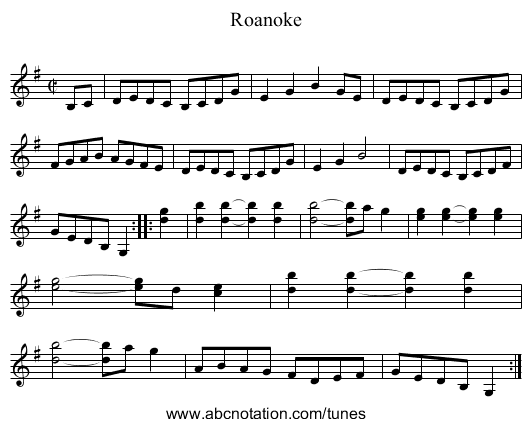 Roanoke - staff notation