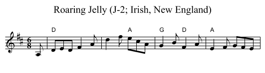 Roaring Jelly (J-2; Irish, New England) - staff notation