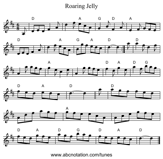 Roaring Jelly - staff notation