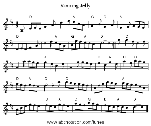 Roaring Jelly - staff notation