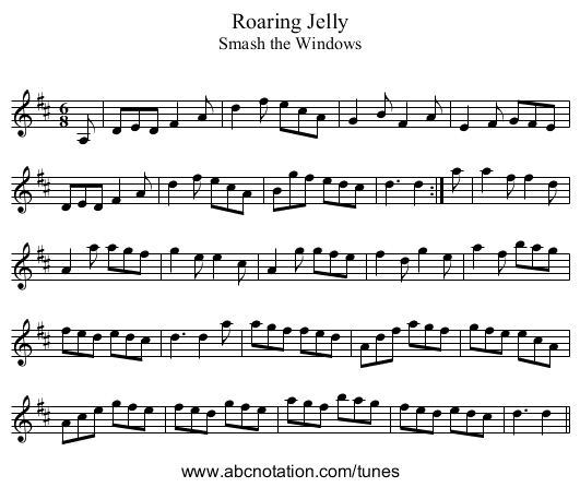 Roaring Jelly - staff notation