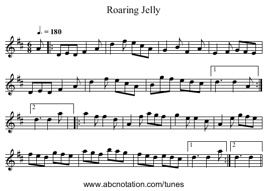Roaring Jelly - staff notation
