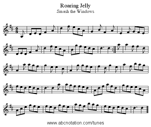 Roaring Jelly - staff notation