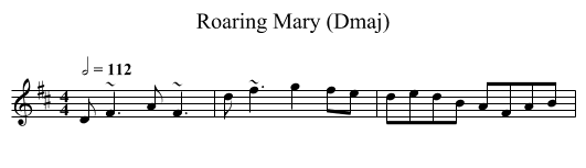 Roaring Mary (Dmaj) - staff notation