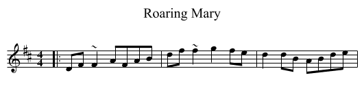 Roaring Mary - staff notation