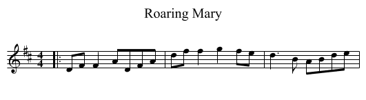 Roaring Mary - staff notation