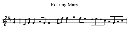 Roaring Mary - staff notation