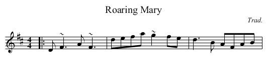 Roaring Mary - staff notation