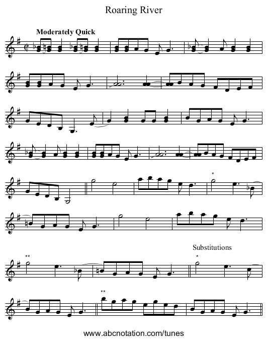 Roaring River - staff notation