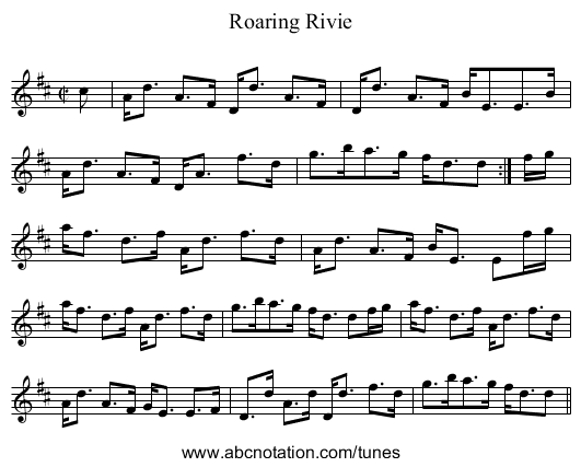 Roaring Rivie - staff notation