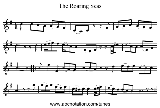 Roaring Seas, The - staff notation
