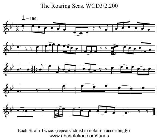 Roaring Seas. WCD3/2.200, The - staff notation