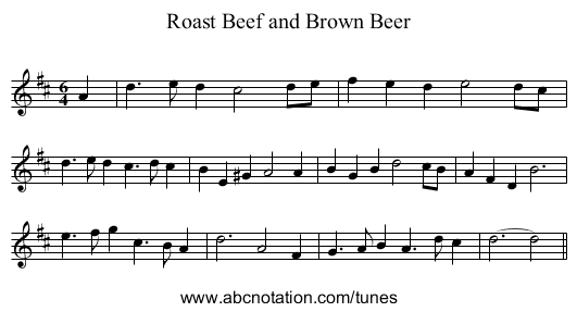 Roast Beef and Brown Beer - staff notation