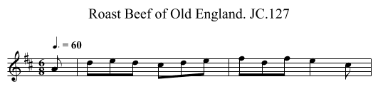 Roast Beef of Old England. JC.127 - staff notation