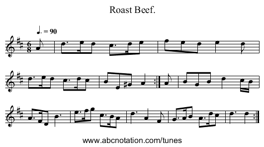 Roast Beef. - staff notation