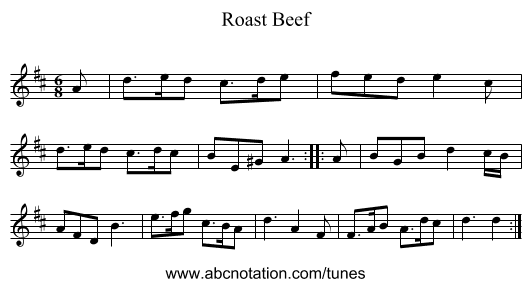 Roast Beef - staff notation