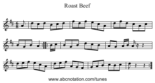Roast Beef - staff notation