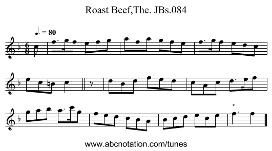 Roast Beef,The. JBs.084 - staff notation
