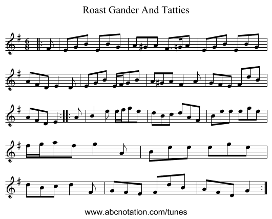 Roast Gander And Tatties - staff notation