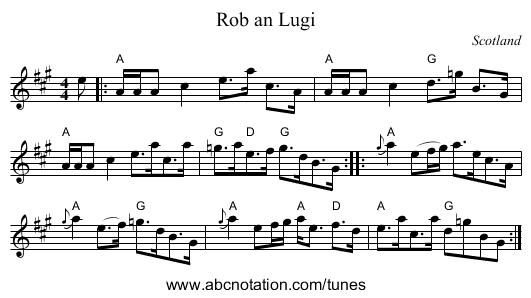 Rob an Lugi - staff notation