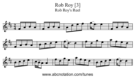 Rob Roy [3] - staff notation