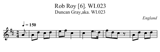 Rob Roy [6]. WI.023 - staff notation