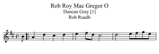 Rob Roy Mac Gregor O - staff notation