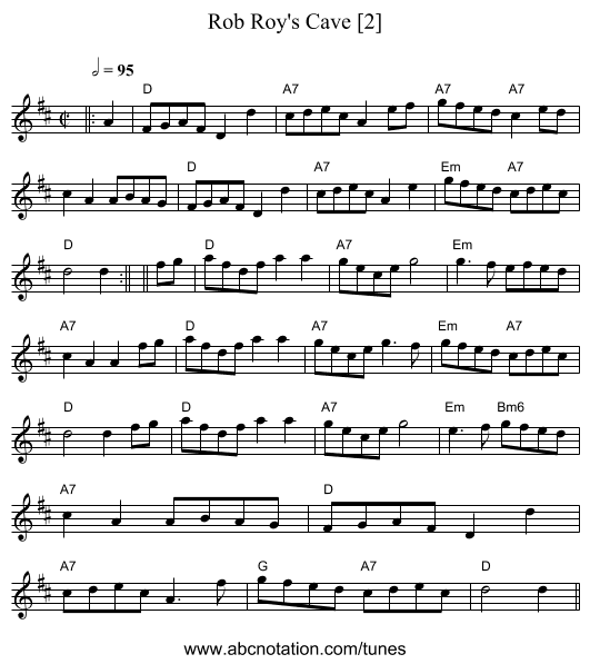 Rob Roy's Cave [2] - staff notation