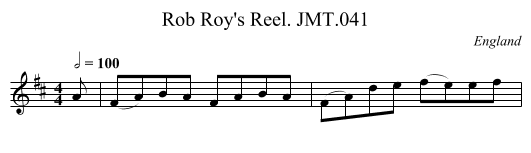 Rob Roy's Reel. JMT.041 - staff notation
