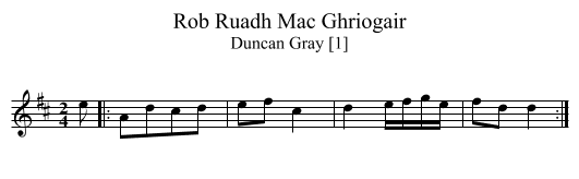 Rob Ruadh Mac Ghriogair - staff notation