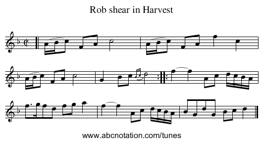 Rob shear in Harvest - staff notation