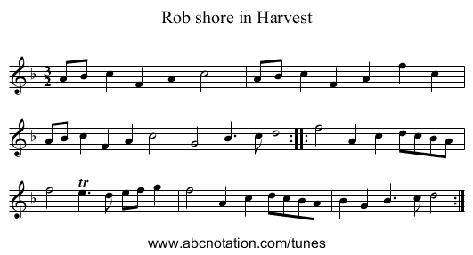 Rob shore in Harvest - staff notation