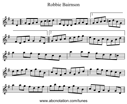 Robbie Bairnson - staff notation