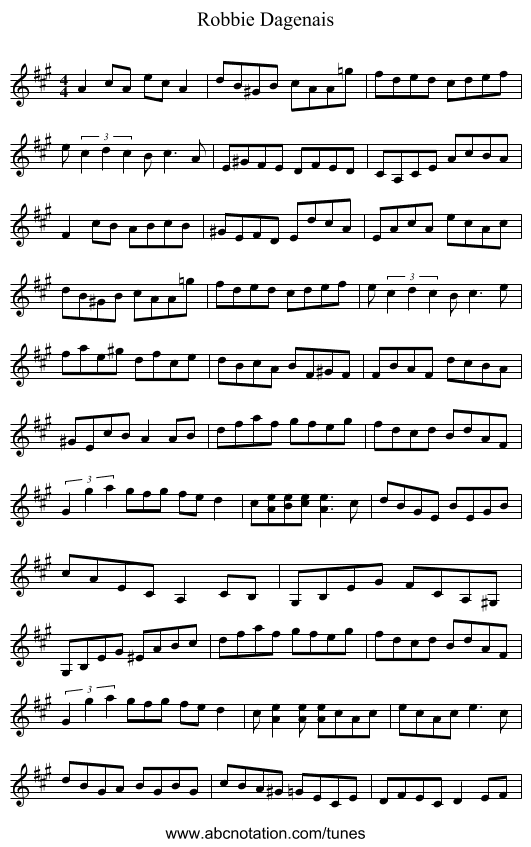 Robbie Dagenais - staff notation