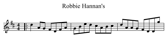 Robbie Hannan's - staff notation