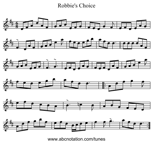 Robbie's Choice - staff notation