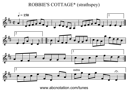 ROBBIE'S COTTAGE* (strathspey) - staff notation