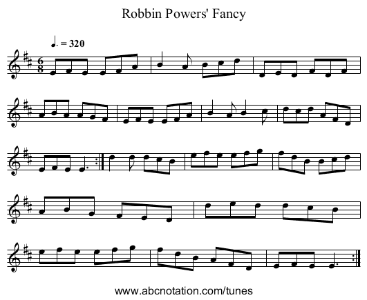 Robbin Powers' Fancy - staff notation