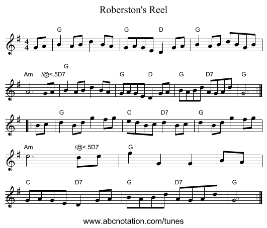 Roberston's Reel - staff notation
