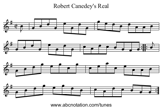 Robert Canedey's Real - staff notation