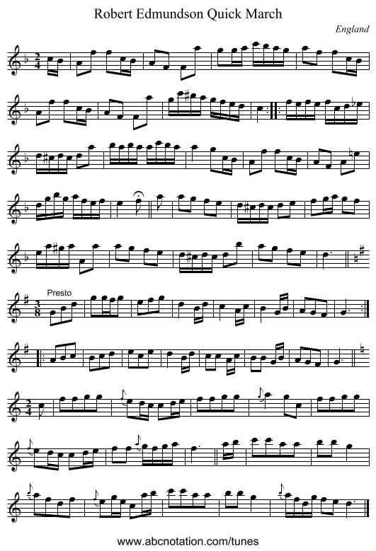 Robert Edmundson Quick March - staff notation