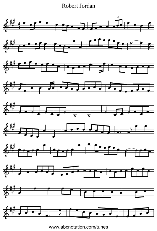 Robert Jordan - staff notation