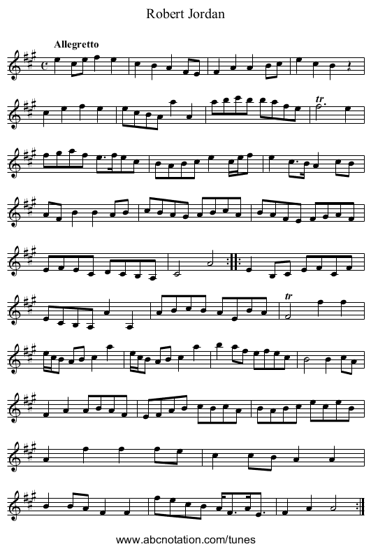 Robert Jordan - staff notation