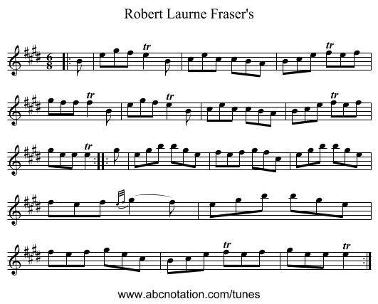 Robert Laurne Fraser's - staff notation