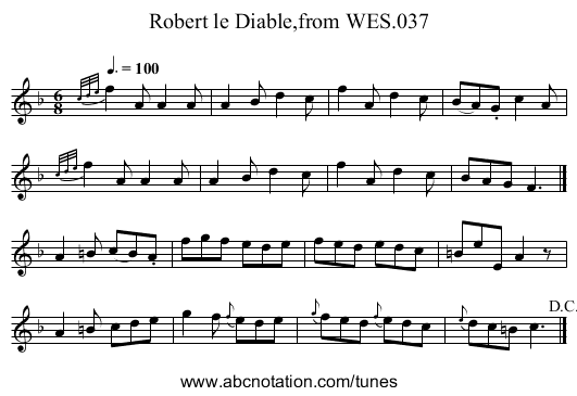Robert le Diable,from WES.037 - staff notation