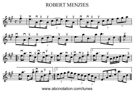ROBERT MENZIES - staff notation