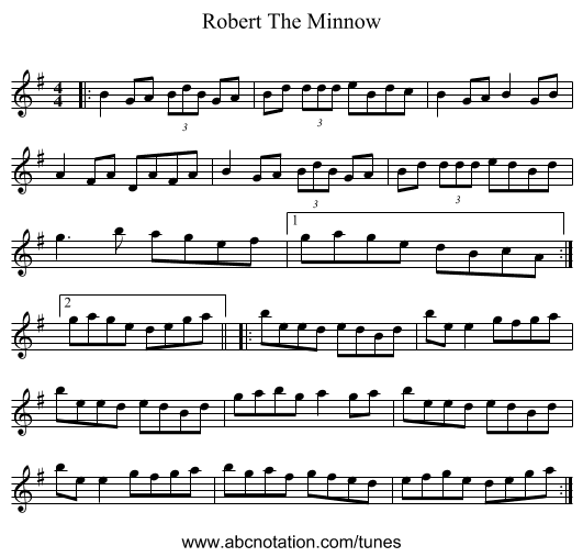 Robert The Minnow - staff notation