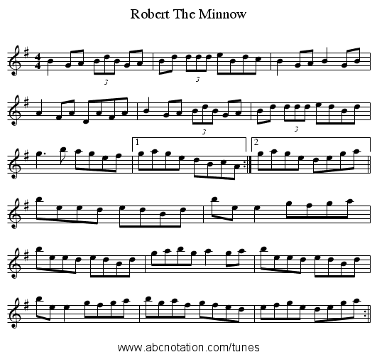 Robert The Minnow - staff notation