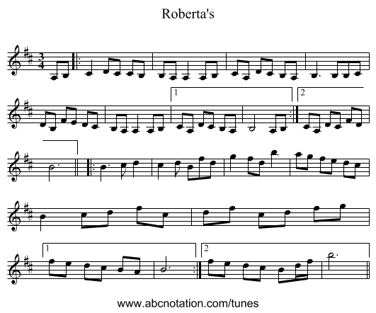 Roberta's - staff notation